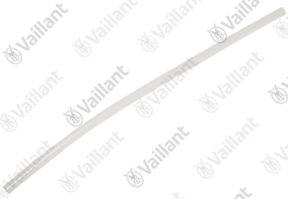 Transparenter Schlauch von Vaillant, länger und geschwungen, geeignet für verschiedene Anwendungen.